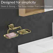 Plantex 304 Grade Stainless Steel Soap Holder for Bathroom/Double Soap Dish/Soap Stand for Kitchen Sink/Bathroom Accessories- Nipron (Brass Antique)