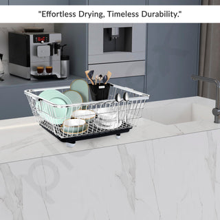 Plantex Stainless Steel Dish Drainer Basket for Kitchen Utensils/Dish Drying Rack with Drainer/Bartan Basket/Plate Stand Size - 23X9 Inch (Chrome)