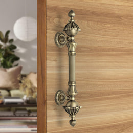 Plantex 13 Inch Main Door Handle/Wooden & Antique Door Handle/Pull-Push Handle for Main Door/Door Accessories/3 Years Warranty Pack of 1 (S-136-Brass Antique)