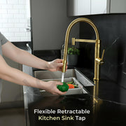 Plantex Solid Brass Kitchen Sink Mixer Tap | Hot & Cold Water Single Lever With 360Ãƒâ€šÃ‚Â° Swivel Spout | Gold (8982)