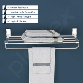 Plantex 304 Grade Stainless Steel 24 inch Towel Rack/Rod for Bathroom/Towel Bar/Towel Hanger/Towel Storage for Bathroom - Crystal (Chrome)