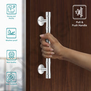 Plantex Main Door Handle/Pooja Door Handle/8 Inch Pull-Push Handle for Main Door/3 Years Warranty Pack of 2 (S-140,Chrome)