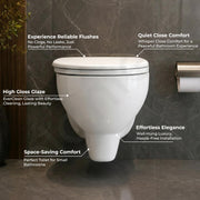 Plantex Wall Hung Commode/Rim Ceramic Western Toilet/Washdown Commode for Toile with Soft Closing Toilet Seat - P Trap Outlet - (White)