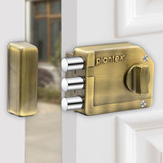 Plantex Tri-Bolt Lock for Main Door/Heavy Duty Door Lock with 4 Keys/Suitable on Single Door for Home/Office/Hotel - Pack of 1 (Brass Antique)