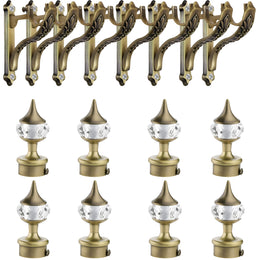 Plantex Heavy Duty Aluminium Diamond Curtain Holder/Curtain Brackets/Curtain Rod Holder with Support 1 Inch Rod (Brass Antique - 4 Pair)