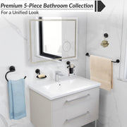 Plantex 304 Grade Stainless Steel Bathroom Accessories Set of 5 - Towel Rod/Hand Napkin Hanger for Wash Basin/Soap Case/Toothbrush Holder/Robe Hook - Daizy (Black)