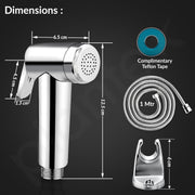 Plantex Jet Spray for Toilet/ABS Health Faucet with 1 Meter Shower Hose Pipe and Wall Hook/Health Faucet Set for Bathroom/Hand Gun for Toilet - (Continental, Chrome)