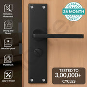 Plantex Stainless Steel Door Lock Ã¢â‚¬â€œ Bathroom Door Lock/Mortise 8inch Keyless Plate Handle Set for Home/Bathroom/Store Room/Balcony/Office - Pack of 1 (DTM-660, Black)