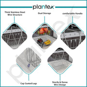 Plantex High Grade Steel 2-Tier Fruit & Vegetable Basket For Dining Table/Kitchen (Chrome), Countertop, Tiered Shelf