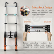 Plantex 10.5 feet (3.2m) Telescopic Ladder/Durable Steps/Collapsible Ladder for Home or Outdoor Work/Aluminium Telescopic Ladder - (Orange)