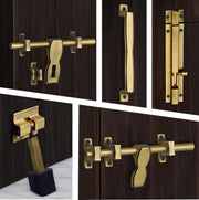 Plantex Stainless Steel Kit for Single Door - Hardware Accessories (10 inch Al-Drop, 8 inch Latch, 7 inch 2 Handles, 7 inch Tower Bolt, 4 inch Stopper) - (DMAL-03-Brass Antique)