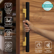Plantex Door Handle/17 Inch Main Door Handle/Handle for Wooden Door/Pull-Push Door Handle/Door Accessories (Pack of 1, Black, Gold)