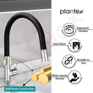 Plantex Pure Brass Flexible Kitchen Sink Tap with Water Saving Nozzle for Sink Tap/Single Lever Sink Tap for Kitchen Basin with 7 Year Warranty by Plantex -(FLO-812B)