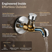 Plantex Pure Brass Push Cock for Bathroom/Wall Mount Tap for Wash Basin with Teflon Tape & Wall Flange/Water tap -7 Year Manufactuter's Warranty-( PRS-003 )