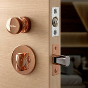 Plantex Bathroom Door Lock/Stainless Steel Pull Push Door Handle Lock Set/Keyless Lock Handle for Bathroom (PVD Rose Gold, DTM-666)