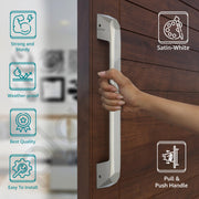 Plantex Door Lock with handle/Door Handle for Main Door/Mortise Lock with 3 computerized Brass keys/14 inch Pull-Push Handle/Door Hardware - Combo (Satin)