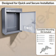 Plantex Wall Mount Letter Box - Suggestion Box/Mail Box/Post Box for Home gate with Secure Key Lock - Pack of 5 (Dark Grey)