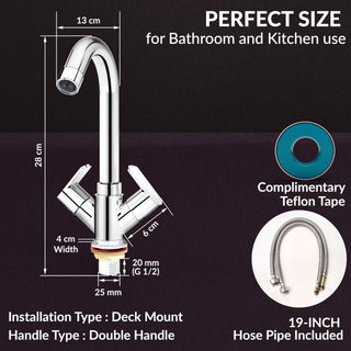 Plantex Basin Mixer Tap for Bathroom/Tap for Wash Basin with Water Saving Aerator/Pillar Tap - (CRM-1280-Chrome)