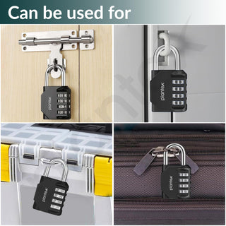 Plantex 4 Digit Combination Number Metal Lock/Zinc Alloy Locks for Luggage/Locks for Travel Bags for Luggage/Locks for Cabin Luggage/Travel Essentials - Pack of 2 (Black)