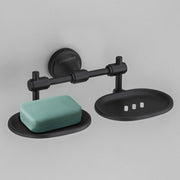 Plantex 304 Grade Stainless Steel Bathroom Accessories Set of 3 - Towel Stand/Napking Hanger/Dual Soap Holder for Bathroom - Niko (Black)