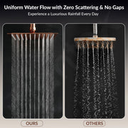 Plantex Stainless Steel Overhead Shower 8 x 8 inch with Water-Saving Technology/High pressure Rain Shower Head without Arm/Bathroom Shower -(Ultra Slim-PVD Rose Gold)