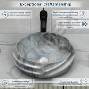 Plantex Ceramic Wash Basin for Bathroom/Table Top Ceramic Basin/Washbasin for Hotel/Restaurant (Marble Finish - 18 x 15 x 7 inch)