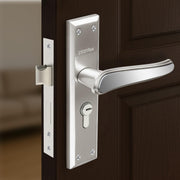 Plantex Heavy-Duty Door Lock Set - Main Door Lock Plate Handle Set/6-Lever Mechanism Mortise Locks with 3 Keys/Brass Locks Body & Cylinder (PTP-09-Satin & CP)
