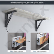 Plantex Heavy Duty 16 Inch Foldable Table Bracket/GI Steel Multipurpose Shelf Bracket/Space Saving Wall Bracket/Folding Bracket for Home & Office - Pair of 1 (Grey)