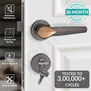 Plantex Heavy Duty Door Lock/Main Door Mortise Lock Handle/Handle Set for Home/Office/Door Accessories - (PT-012, Satin Black & Rose Gold)
