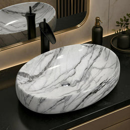 Plantex Basin for Bathroom/Table top Ceramic Wash Basin/Counter Top Basin for Home/Office - (CRETA, 23 x 15 x 5.54 Inch)