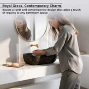 Plantex Ceramic Black Wash Basin for Bathroom/Hand Wash Sink/Countertop Basin/Tabletop Washbasin For Living Room (18x13x5 Inch - Marble Finish)