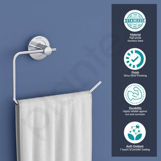 Plantex Stainless Steel Towel Ring for Bathroom/Wash Basin/Napkin-Towel Hanger/Bathroom Accessories (Chrome-Half Square) - Pack of 4