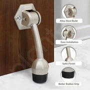 Plantex Door Stopper for Main Door/5-Inch Stopper with Rubber Grip/Stoppers for Wooden Door/Stops for Door â€“ Pack of 2 (Satin)