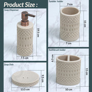 Plantex Resin Bathroom Accessories Set/Soap Holder for Bathroom/Toothbrush Holder/Tumbler Holder/Liquid Soap Dispenser  -4 Piece (Beige)