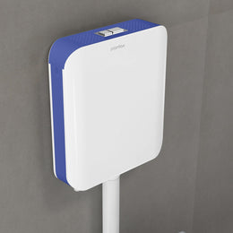Plantex Commode Flush Tank for Toilet with 7 LTR Water Capacity/Dual Tone and Slim Polypropylene Flush Tank with Internal Accessories - Pack of 1 (Blue & White)