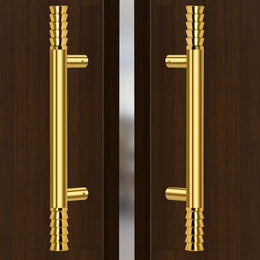 Plantex Stainless Steel Lotus Main Door Handle/Pull-Push Handles for Main Door/Wooden & Glass Door Handle/3 Years Warranty Pack of 2 (PVD Gold)