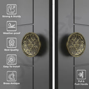 Plantex Heavy Duty Aluminum 5-inch Round Shape Door Handle for Main Door and Pull-Push Handle for Wooden and Glass Door for Home/Hotel/Office - Pack of 1(Brass Antique)