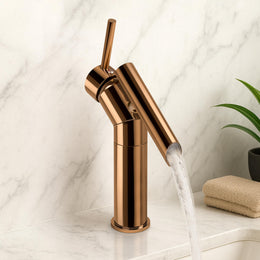 Plantex Pure Brass Wash Basin Tap/Basin Mixer Tap/Single Lever Pillar Tap for Wash Basin/Bathroom Faucet-(PVD Choco)
