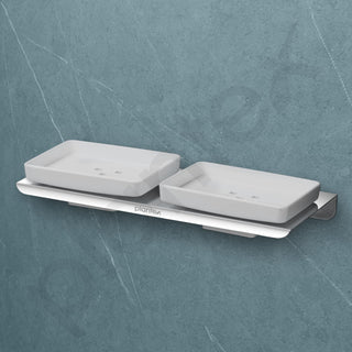 Plantex Stainless Steel with ABS Material Double Soap Dish for Bathroom/Wall Mounted Soap Holder/Bathroom Accessories (Chrome)