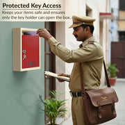 Plantex Wall Mount A4 Size Letter Box - Mail Box/Letter Box for Home gate with Key Lock (Red & Ivory)