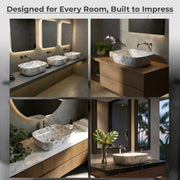 Plantex Basin for Bathroom/Ceramic Table Top Basin/Counter Top Wash Basin - (Alpha -NS-108, Marble Finish, 18 x 13 x 5.5 Inch)