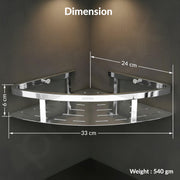 Plantex 304 Stainless Steel Corner/Bathroom Shelf/Kitchen Shelf/Wall Mount - Pack of 2 (Chrome,9x9 Inches)