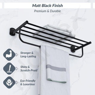 Plantex 304 Grade Stainless Steel 24 inch Towel Rack/Towel Stand/Towel Bar/Towel Hanger for Bathroom/Bathroom Accessories - Parv (Black)
