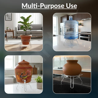 Plantex Heavy Stainless Steel Plant Pot Stand - Planter Stand - Matka Stand Chrome Plated