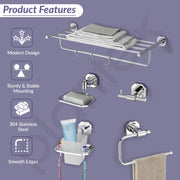 Plantex Nipron 304 Grade Stainless Steel Towel Rack for Bathroom/Soap Holder/Napkin Ring/Tumbler Holder/Robe Hook/Bathroom Accessories - Chrome