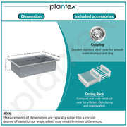 Plantex Quartz Acrylic Kitchen Sink with 10 Years Warranty by Plantex/Undermount Sink for Kitchen/Metalic Single Bowl Kitchen Sinks with Coupling (Lintus 32x20 Inches)