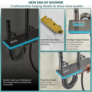 Plantex LED 4 in 1 Shower Panel Full Set for Bathroom with Digital Temperature & Duration Display/Bathroom Shower System with Hot & Cold Water Mixer (HS-8033)