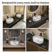 Plantex Table Top Wash Basin For Bathroom/Designer Ceramic Basin/Countertop Vessel Sink Basin - Indo-European Collection (White - 20x13x6 inches)
