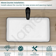 Plantex Ceramic Basin For Bathroom/Table Top Basin/Counter Top Basin For Restaurant/Hotel (24 X 14 X 11 Inch), Silver