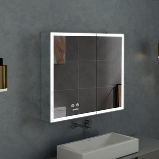 Plantex 304 Grade Stainless Steel Cabinet with LED Mirror/Bathroom Shelf for Wall with Mirror/Double Door Luxury Bathroom Cabinet (19x19 Inch-LED & Defogger/Chrome)